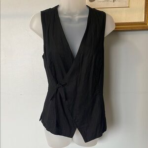 Linen Black Wrap Top